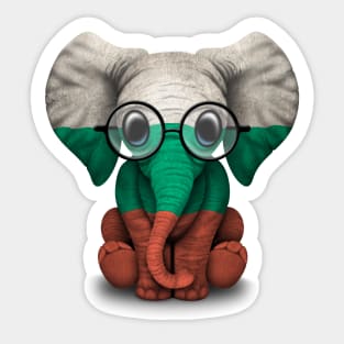 Baby Elephant with Glasses and Bulgarian Flag Sticker